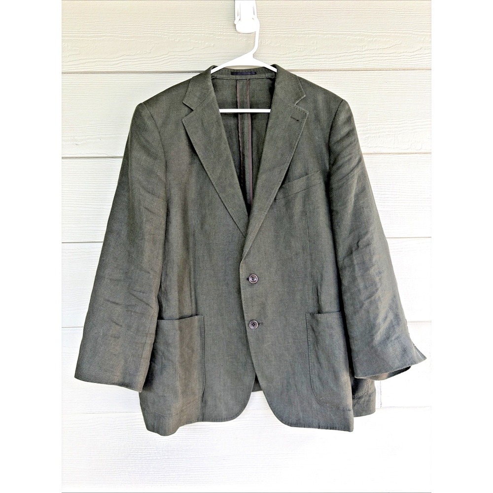 Knot Standard Green 100% Linen Single Breasted Suit Jacket Sport Coat Custom Men